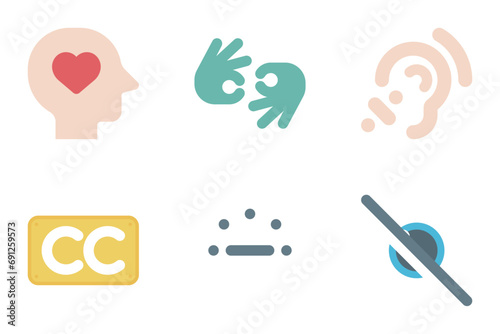 accessbility flat icon set bundle 04
