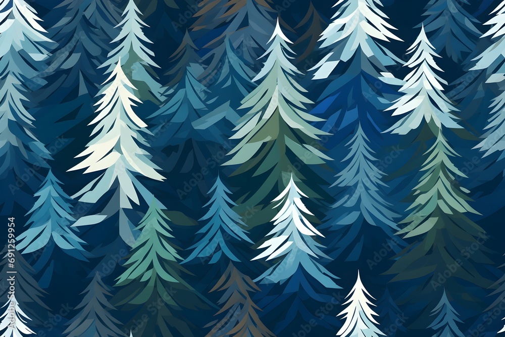 Blue and green Forest Pine Christmas Trees in Rows background, patterns, Horizontal, landscape, Christmas theme, Winter	