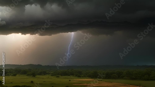 sound thunder echoing through landscape, common accompaniment heavy rainfall monsoon. photo