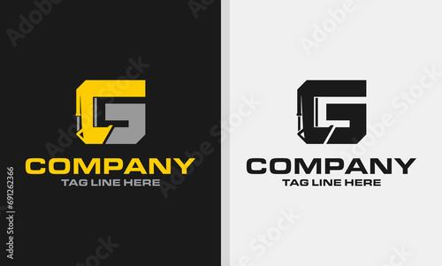 Letter G excavator logo template vector. Heavy equipment logo vector for construction company. Creative excavator illustration for logo template.
