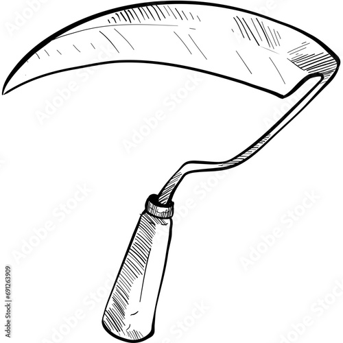 garden sickle handdrawn illustration