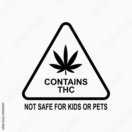 Contains THC Warning. Information Product, Tetrahydrocannabinol Symbol for Design and  Medical Websites, Presentation or Application.  photo