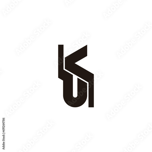 letter ku simple geometric linked logo vector photo