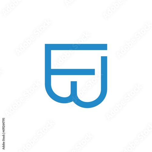 letter fw simple geometric link line logo vector