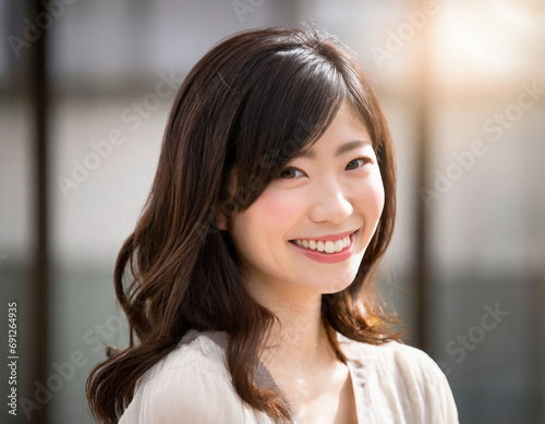 Free Download カメラ目線で微笑む女性 Generative AI - GFXLoad