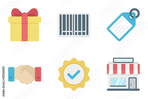 shopping flat icon set bundle 03