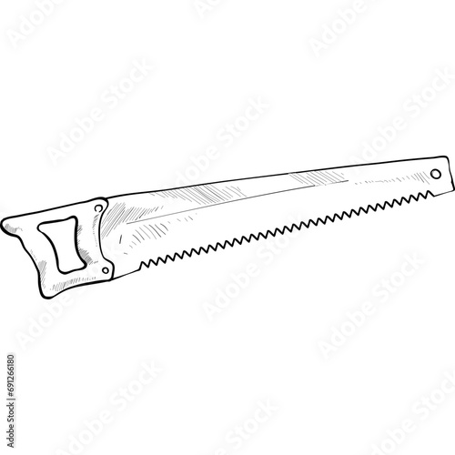 hand saw handdrawn illustration