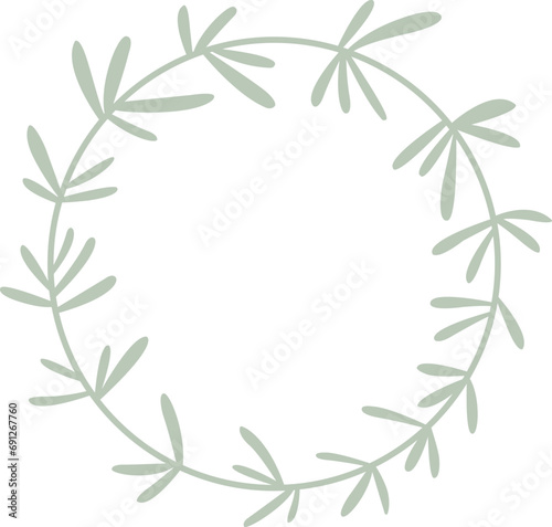 Flat design seaweed   aquatic plant leaves wreath frame illustration for decoration on nature  garden  wild and organic life style.