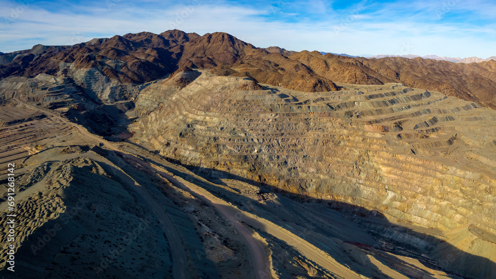 Aerial view of the Eagle Mountain open pit iron ore mine 