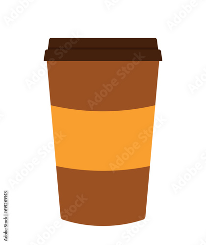 Simple Coffee To Go Icon in Paper Cup Flyer for Drink and Beverage Vector Illustration