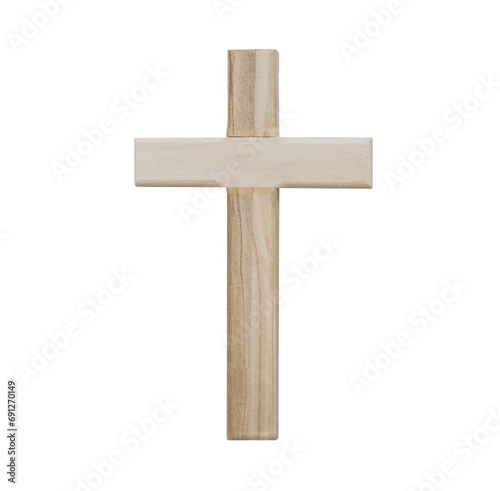 Simple wooden cross symbol of jesus christ and christian church