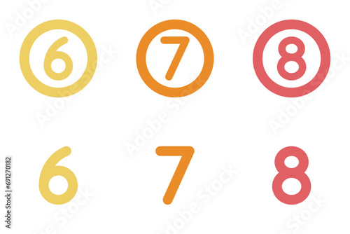 numbers flat icon set bundle 03