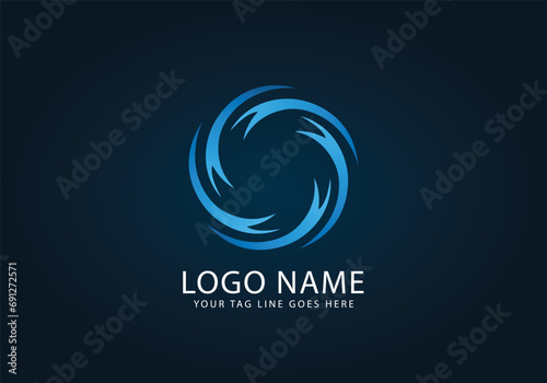 Vector circle blue tornado logo symbol isolated, abstract hurricane logo symbol, typhoon vector illustration photo