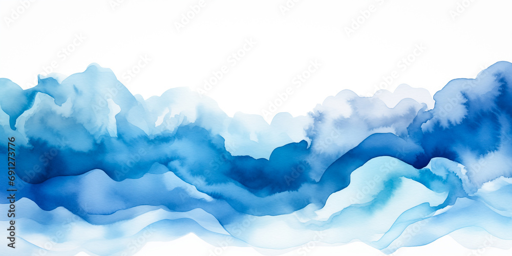 Water surface ocean wave, blue, aqua, teal marble texture. Blue and white water wave web banner Graphic Resource as background for ocean wave abstract. Watercolor backdrop for copy space text by Vita - obrazy, fototapety, plakaty 