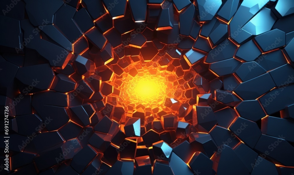 Abstract geometric background. Explosion power design with crushing