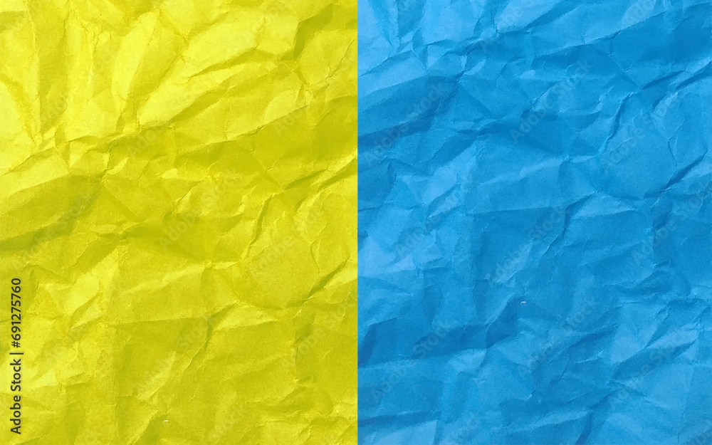 Colorful half yellow and half blue crumpled paper texture. Rough grunge old blank. Colored background. Vector illustration Colorful half yellow and half blue crumpled paper texture. Rough grunge old blank. Colored background. Vector illustration
