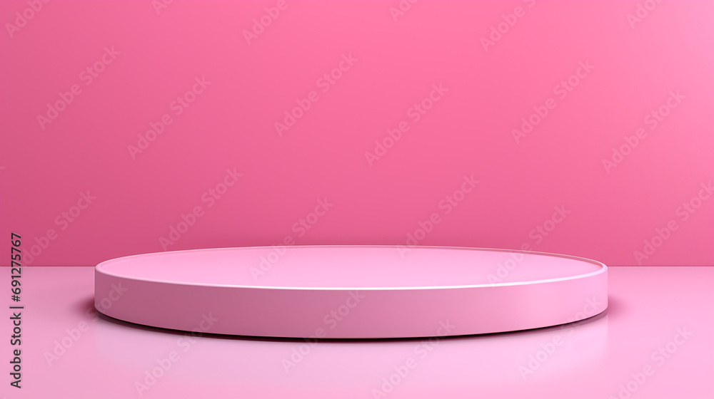 Blank pink display on floor background with minimal design. Blank pink display on floor background with minimal design.