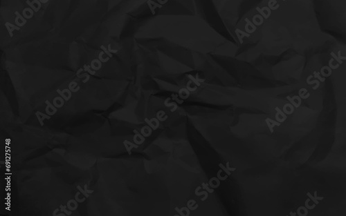 Black crumpled paper texture pattern. Rough grunge old blank. Vector abstract background.