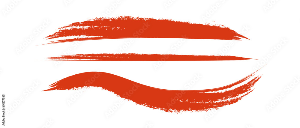 Obraz premium 朱色のブラシストローク。毛筆タッチ。アナログ素材。