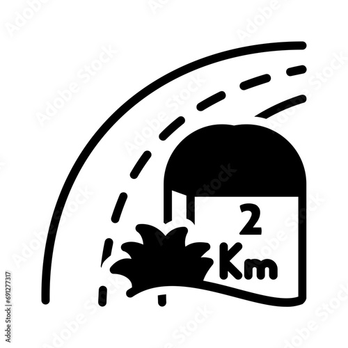 Solid black icon for Km