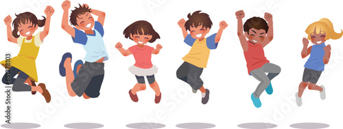ジャンプする子供たちのイラスト