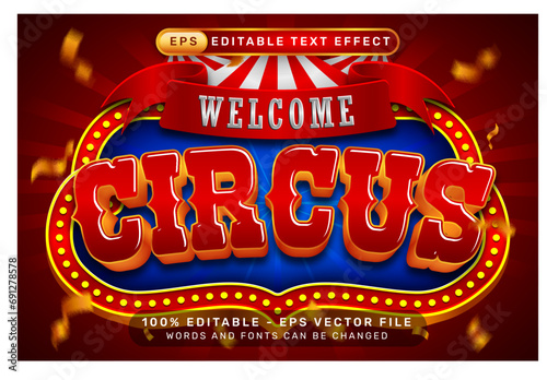 circus 3d text effect and editable text effect with tent and border show