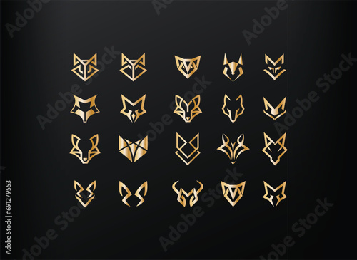 Set of Fox logo with modern concept. Vector icon fox design 