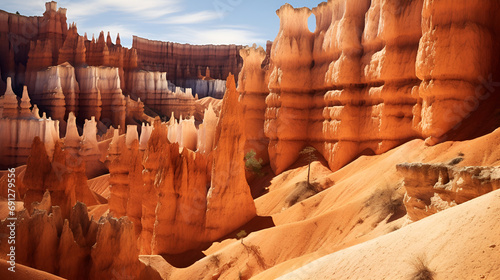 The bryce canyon national park utah usa hoodoos red rock advanture landscape with blue sky