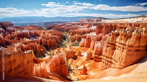 Winter in Bryce Canyon National Park, Utah, USA hoodoos red rock with blue sky