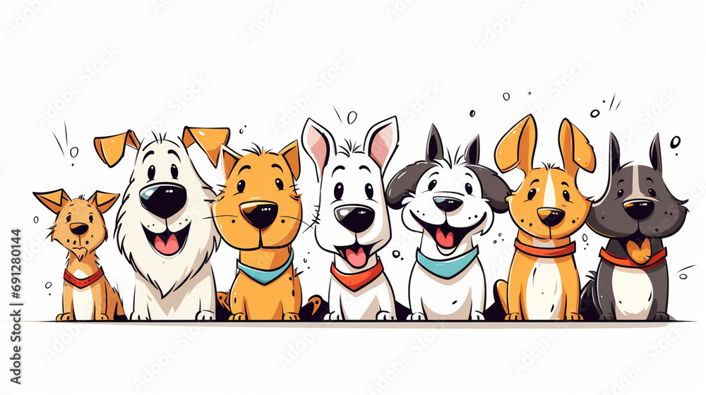 illustration happy dogs background. Generative AI. illustration happy dogs background. Generative AI.