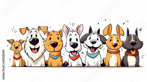 illustration happy dogs background. Generative AI. photo