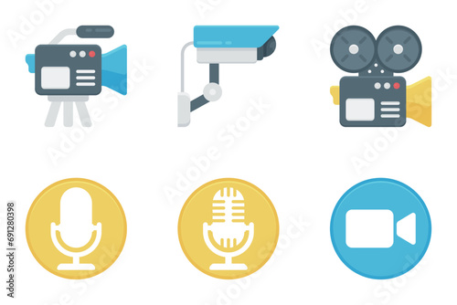 film and video flat icon set bundle 03