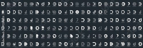 Mega Set of creative abstract letter D logo design template