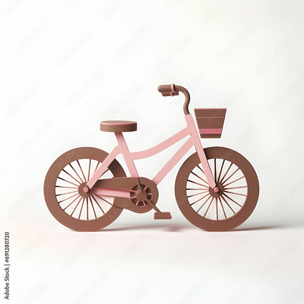 Vintage bicycle paper craft design element isolated on white background