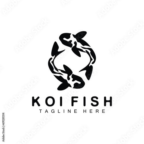 Koi Fish Logo Design Chinese Lucky Ornamental Fish Goldfish Company Brand
