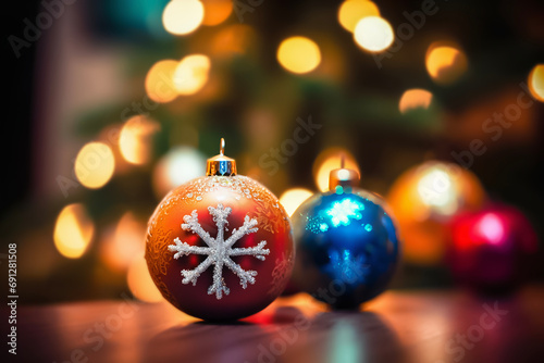Christmas Ornament Balls with Snowflake Design