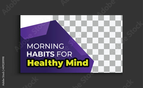 Nature yoga training youtube thumbnail design Template. Wellness Mindset Training with editable trendy creative design vector