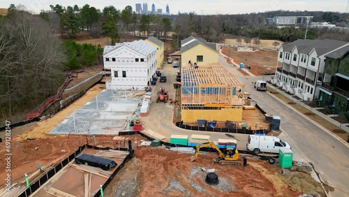 Condominium townhome community construction, Atlanta, GA, USA photo