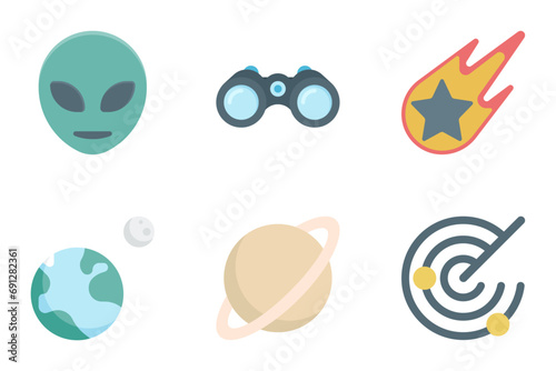 astronomy flat icon set bundle 01