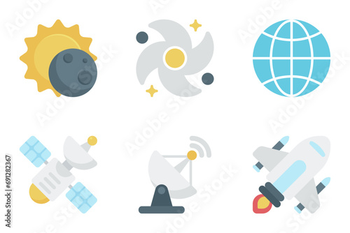astronomy flat icon set bundle 02