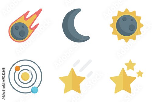 astronomy flat icon set bundle 03