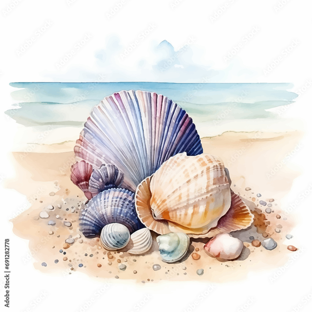 shell sea beach ocean tropical watercolor summer nature design marine illustration seashell vacat shell sea beach ocean tropical watercolor summer nature design marine illustration seashell vacat