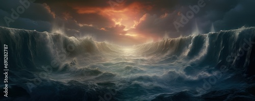 Obraz na płótnie Ocean opening in biblical event of Moses