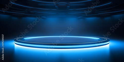 Futuristic and clean stage blank center background Futuristic Elegance: Contemporary Stage Design with a Blank Canvas 