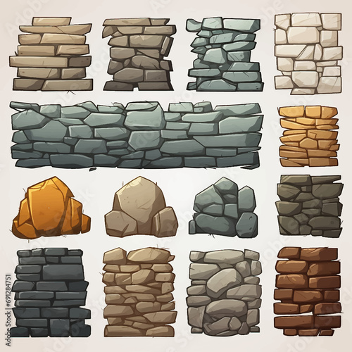 stone textured material wall rock vector design background grey rough granite nature pattern illu