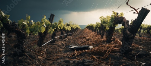 vineyard damaged by hail