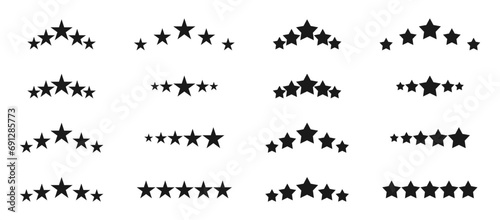 Five stars icon set. Stars rating review icon. vector illustration isolated on white background.