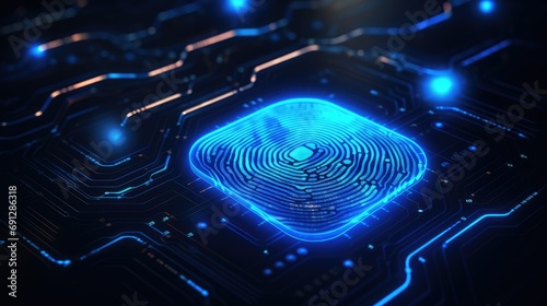 Fingerprint scanner or digital identity concept