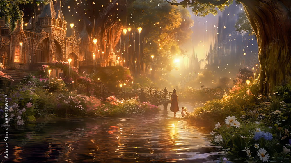 Magical Moments.  Generated Image.  A digital rendering of an enchanting scene of a fantastical world.