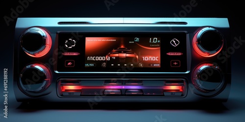 Car radio. Multimedia system display of modern car